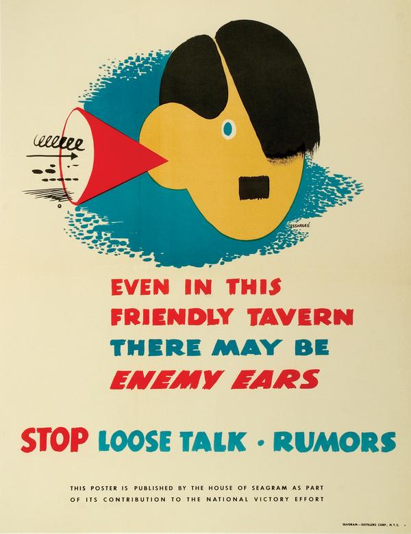 Text from image: 'Even In This Friendly Tavern There May Be Enemy Ears; Stop Loose Talk -- Rumors