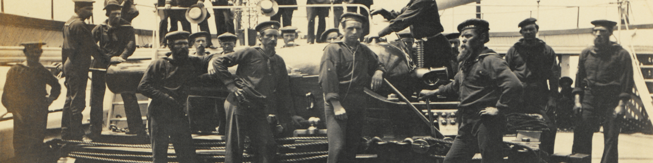 Civil War sailors on their ship