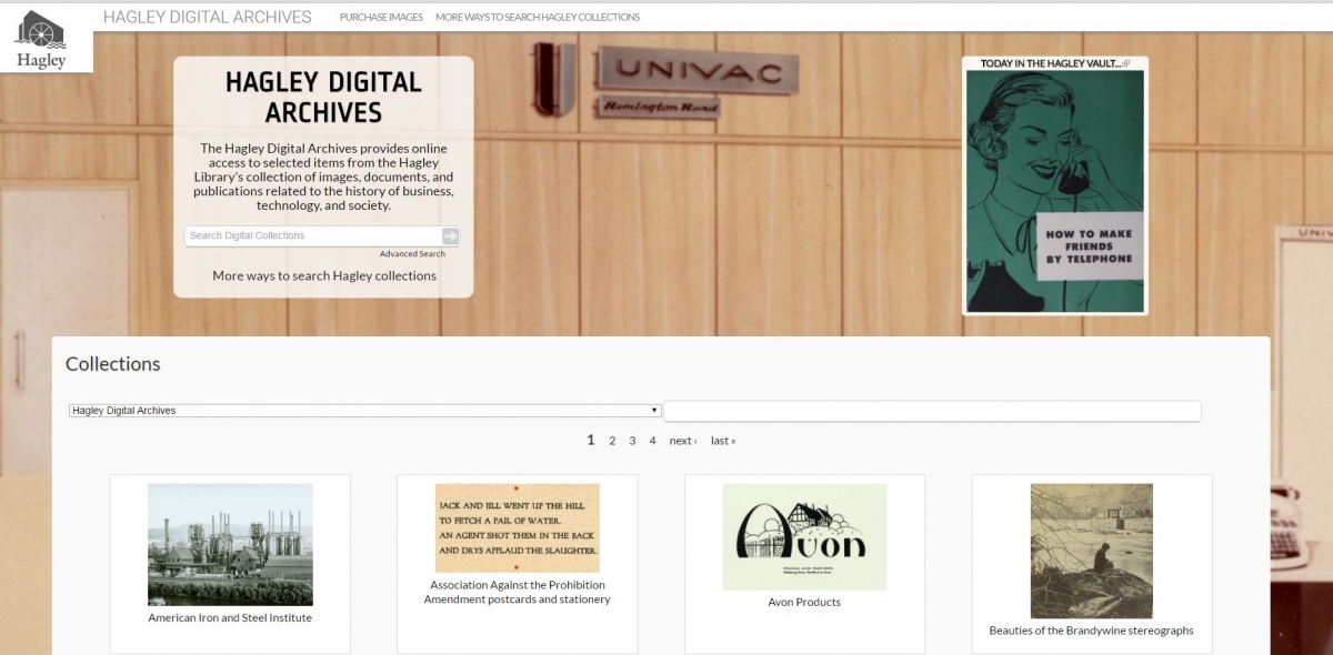 The new Hagley Digital Archives homepage