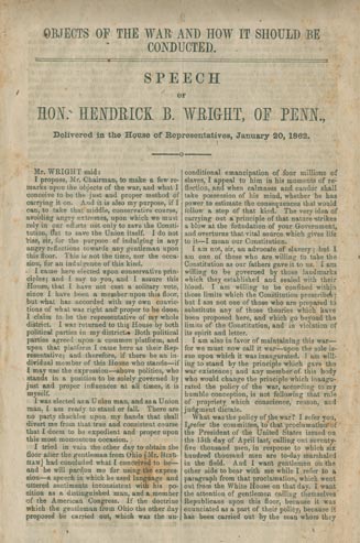 A printed version of Hendrick Wright's speech