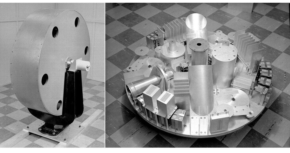 Exterior and interior views of the SCORE satellite