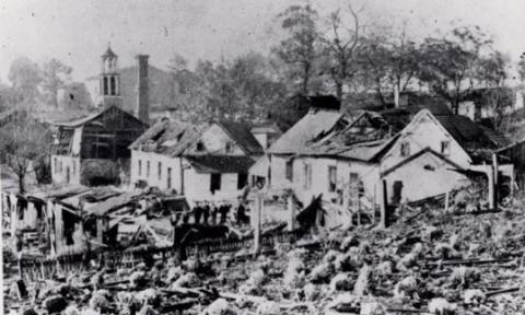 Damage to the Upper Banks caused by the explosion, October 7, 1890