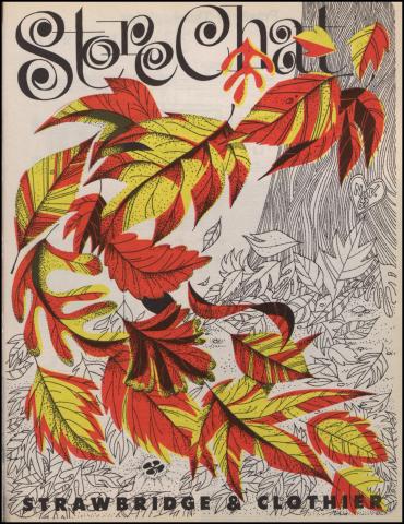 Cover for Store Chat magazine, featuring illustration of falling autumn leaves.
