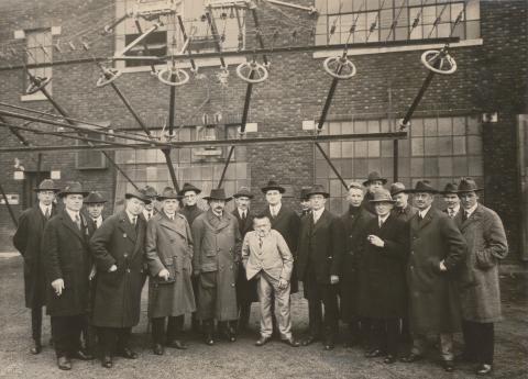 Group photograph with David Sarnoff at RCA Transoceanic Station at New Brunswick, N.J.