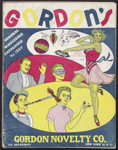 Catalogue cover for Gordon Novelty Co. featuring illustrations of people using products.