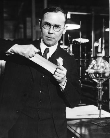 Dr. Wallace H. Carothers with neoprene