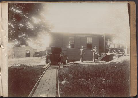 View of Solon Plant with employees and executives on the site of Harris Farm