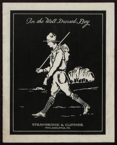 Catalog cover with illustration of a young man. Title reads 'For the well dressed boy".