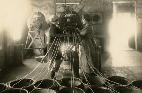 Carney's Point Works Smokeless Powder Cutting Machine with two women operators