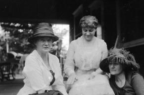 Photograph of three women on a porch, ca. 1917.