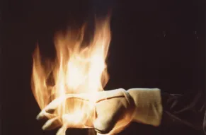 Hands Holding a burning rectangle
