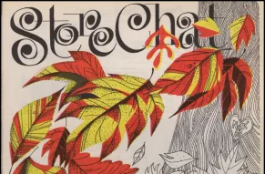 Cover for Store Chat magazine, featuring illustration of falling autumn leaves.