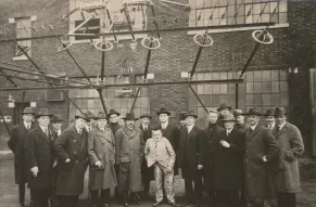 Group photograph with David Sarnoff at RCA Transoceanic Station at New Brunswick, N.J.