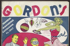 Catalogue cover for Gordon Novelty Co. featuring illustrations of people using products.