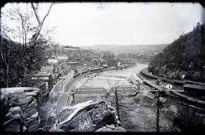 Black and white view from 1891 of the town of Mauch Chunk.