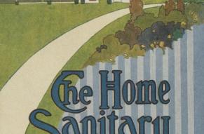 Pamphlet titled "The Home Sanitary" with a color illustration of a home and yard