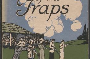 Cover to the pamphlet "Diana of the Traps" showing an illustration of women trapshooters.