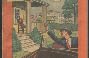 Comic book cover showing a man waving at children. Titled "Helme's Snuff-Man".