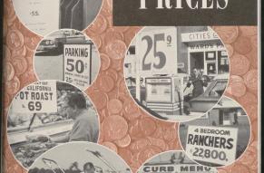Cover of a pamphlet titled "The Story of Prices". Black and white photos of signs displaying prices.