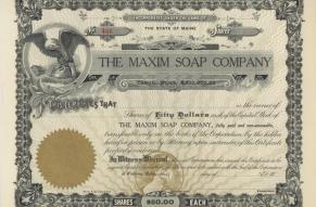 Maxim Soap Company Stock Certificate