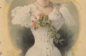 Color ilustration of an armless woman wearing a corset