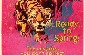 . A vibrant poster featuring a tiger poised to leap, accompanied by the phrase "Ready to Spring."