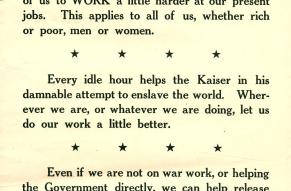Motivational broadside for war workers, produced during World War 1