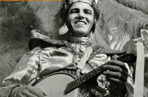 Cover of Philco News featuring a black and white photograph of a Mummer.