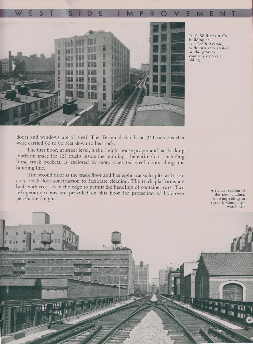 Warehouses surround the high line's train tracks